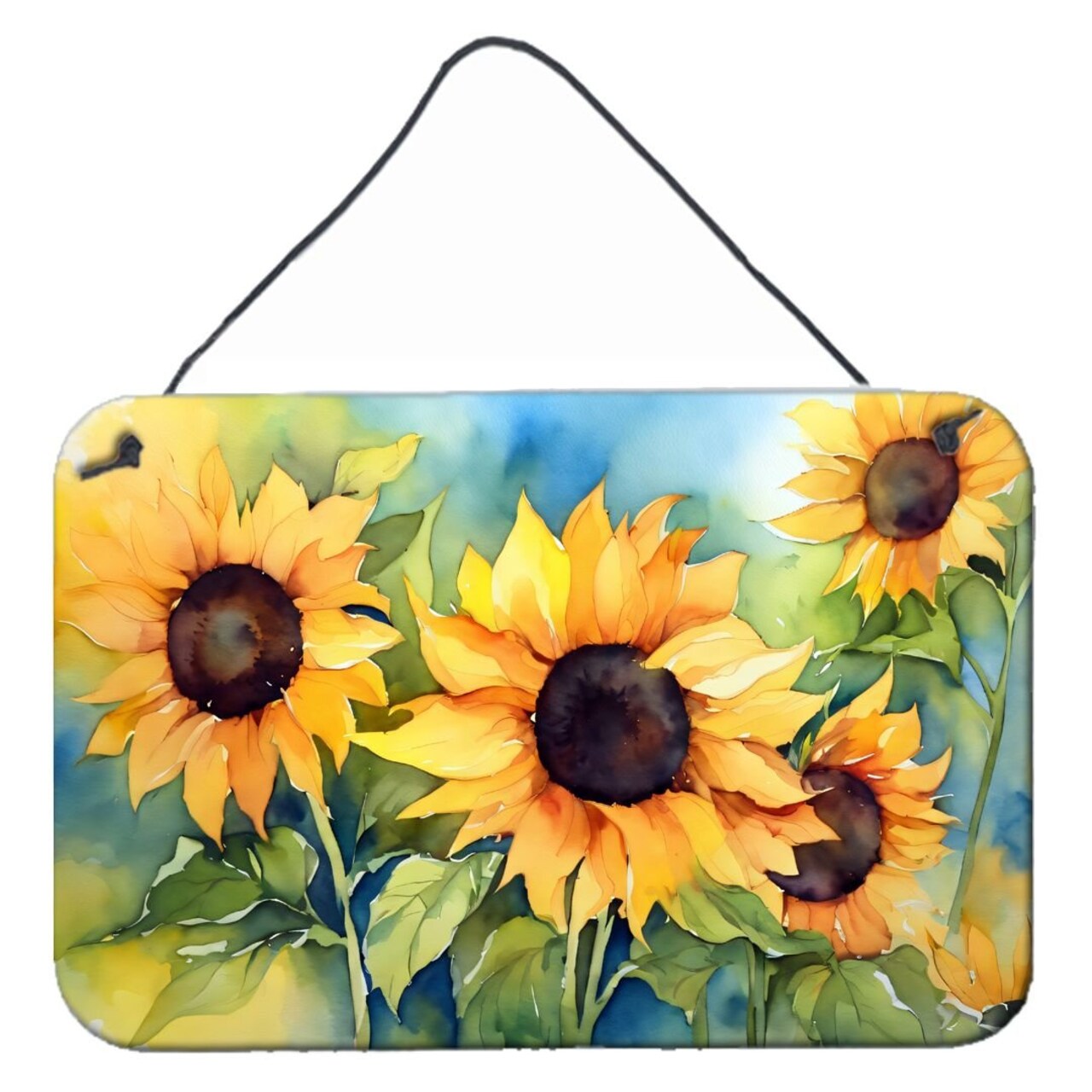 Edge Collections - 8" x 12" - Multicolor - Sunflowers Door Hanging Aluminum Print - 1 Piece